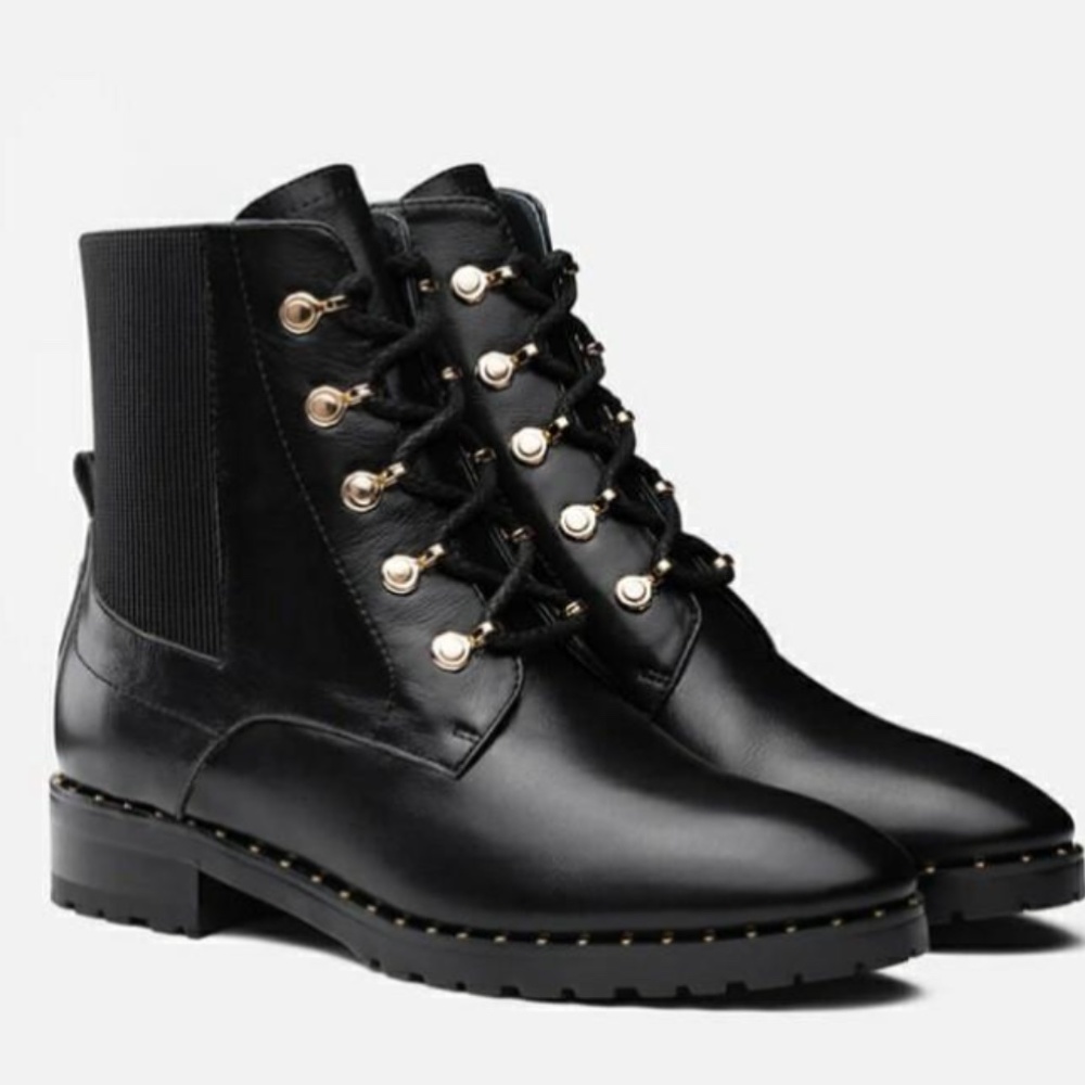 Pazzion Black Lace up Boot Size 40 - Brand New